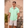 COOFANDY Mens Cuban Guayabera Shirt Short Sleeve Button Down Shirts Summer Beach Vacation Shirts(Ice Green)