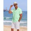COOFANDY Mens Cuban Guayabera Shirt Short Sleeve Button Down Shirts Summer Beach Vacation Shirts(Ice Green)