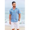 COOFANDY Mens Cuban Guayabera Shirt Short Sleeve Button Down Shirts Summer Beach Vacation Shirts(Light Blue)