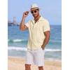 COOFANDY Mens Cuban Guayabera Shirt Short Sleeve Button Down Shirts Summer Beach Vacation Shirts(Light Khaki)