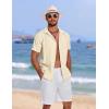 COOFANDY Mens Cuban Guayabera Shirt Short Sleeve Button Down Shirts Summer Beach Vacation Shirts(Light Khaki)