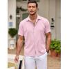 COOFANDY Mens Cuban Guayabera Shirt Short Sleeve Button Down Shirts Summer Beach Vacation Shirts(Light Pink)