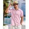 COOFANDY Mens Cuban Guayabera Shirt Short Sleeve Button Down Shirts Summer Beach Vacation Shirts(Light Pink)