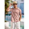 COOFANDY Mens Cuban Guayabera Shirt Short Sleeve Button Down Shirts Summer Beach Vacation Shirts(Misty Rose)