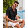 COOFANDY Mens Cuban Guayabera Shirt Short Sleeve Linen Button Down Shirts Casual Summer Beach Tops(A-black)