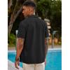 COOFANDY Mens Cuban Guayabera Shirt Short Sleeve Linen Button Down Shirts Casual Summer Beach Tops(A-black)