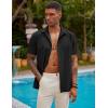 COOFANDY Mens Cuban Guayabera Shirt Short Sleeve Linen Button Down Shirts Casual Summer Beach Tops(A-black)