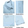 COOFANDY Mens Cuban Guayabera Shirt Short Sleeve Linen Button Down Shirts Casual Summer Beach Tops(Baby Blue)