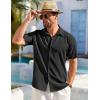 COOFANDY Mens Cuban Guayabera Shirt Short Sleeve Linen Button Down Shirts Casual Summer Beach Tops(Black)