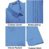 COOFANDY Mens Cuban Guayabera Shirt Short Sleeve Linen Button Down Shirts Casual Summer Beach Tops(Blue)