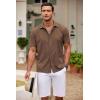 COOFANDY Mens Cuban Guayabera Shirt Short Sleeve Linen Button Down Shirts Casual Summer Beach Tops(Brown)