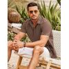 COOFANDY Mens Cuban Guayabera Shirt Short Sleeve Linen Button Down Shirts Casual Summer Beach Tops(Brown)