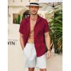 COOFANDY Mens Cuban Guayabera Shirt Short Sleeve Linen Button Down Shirts Casual Summer Beach Tops(Burgundy)