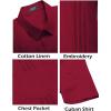 COOFANDY Mens Cuban Guayabera Shirt Short Sleeve Linen Button Down Shirts Casual Summer Beach Tops(Burgundy)