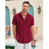 COOFANDY Mens Cuban Guayabera Shirt Short Sleeve Linen Button Down Shirts Casual Summer Beach Tops(Burgundy)