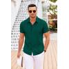 COOFANDY Mens Cuban Guayabera Shirt Short Sleeve Linen Button Down Shirts Casual Summer Beach Tops(Dark Green)