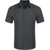 COOFANDY Mens Cuban Guayabera Shirt Short Sleeve Linen Button Down Shirts Casual Summer Beach Tops(Dark Grey)