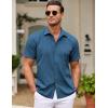 COOFANDY Mens Cuban Guayabera Shirt Short Sleeve Linen Button Down Shirts Casual Summer Beach Tops(Denim Blue)