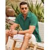 COOFANDY Mens Cuban Guayabera Shirt Short Sleeve Linen Button Down Shirts Casual Summer Beach Tops(Green)