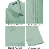 COOFANDY Mens Cuban Guayabera Shirt Short Sleeve Linen Button Down Shirts Casual Summer Beach Tops(Ice Green)