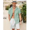 COOFANDY Mens Cuban Guayabera Shirt Short Sleeve Linen Button Down Shirts Casual Summer Beach Tops(Ice Green)
