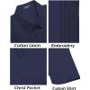 COOFANDY Mens Cuban Guayabera Shirt Short Sleeve Linen Button Down Shirts Casual Summer Beach Tops(Indigo)