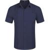 COOFANDY Mens Cuban Guayabera Shirt Short Sleeve Linen Button Down Shirts Casual Summer Beach Tops(Indigo)