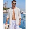 COOFANDY Mens Cuban Guayabera Shirt Short Sleeve Linen Button Down Shirts Casual Summer Beach Tops(Khaki)