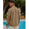 COOFANDY Mens Cuban Guayabera Shirt Short Sleeve Linen Button Down Shirts Casual Summer Beach Tops(Light Brown)