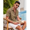 COOFANDY Mens Cuban Guayabera Shirt Short Sleeve Linen Button Down Shirts Casual Summer Beach Tops(Light Brown)
