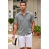 COOFANDY Mens Cuban Guayabera Shirt Short Sleeve Linen Button Down Shirts Casual Summer Beach Tops(Light Grey)