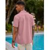 COOFANDY Mens Cuban Guayabera Shirt Short Sleeve Linen Button Down Shirts Casual Summer Beach Tops(Light Pink)