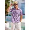 COOFANDY Mens Cuban Guayabera Shirt Short Sleeve Linen Button Down Shirts Casual Summer Beach Tops(Light Purple)
