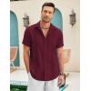 COOFANDY Mens Cuban Guayabera Shirt Short Sleeve Linen Button Down Shirts Casual Summer Beach Tops(Maroon)