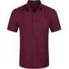 COOFANDY Mens Cuban Guayabera Shirt Short Sleeve Linen Button Down Shirts Casual Summer Beach Tops(Maroon)