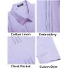 COOFANDY Mens Cuban Guayabera Shirt Short Sleeve Linen Button Down Shirts Casual Summer Beach Tops(Purple)