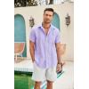 COOFANDY Mens Cuban Guayabera Shirt Short Sleeve Linen Button Down Shirts Casual Summer Beach Tops(Purple)