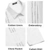 COOFANDY Mens Cuban Guayabera Shirt Short Sleeve Linen Button Down Shirts Casual Summer Beach Tops(White)