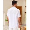 COOFANDY Mens Cuban Guayabera Shirt Short Sleeve Linen Button Down Shirts Casual Summer Beach Tops(White)
