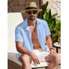 COOFANDY Men’s Cuban Guayabera Shirt Summer Beach Vacation Shirt Casual Short Sleeve Button Down Resort Wear(Angel Falls)