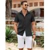 COOFANDY Men’s Cuban Guayabera Shirt Summer Beach Vacation Shirt Casual Short Sleeve Button Down Resort Wear(Black)