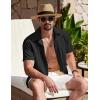 COOFANDY Men’s Cuban Guayabera Shirt Summer Beach Vacation Shirt Casual Short Sleeve Button Down Resort Wear(Black)