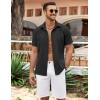 COOFANDY Men’s Cuban Guayabera Shirt Summer Beach Vacation Shirt Casual Short Sleeve Button Down Resort Wear(Black)