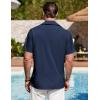 COOFANDY Men’s Cuban Guayabera Shirt Summer Beach Vacation Shirt Casual Short Sleeve Button Down Resort Wear(Black Iris)