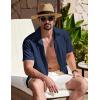 COOFANDY Men’s Cuban Guayabera Shirt Summer Beach Vacation Shirt Casual Short Sleeve Button Down Resort Wear(Black Iris)