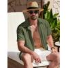 COOFANDY Men’s Cuban Guayabera Shirt Summer Beach Vacation Shirt Casual Short Sleeve Button Down Resort Wear(Chive)