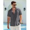 COOFANDY Men’s Cuban Guayabera Shirt Summer Beach Vacation Shirt Casual Short Sleeve Button Down Resort Wear(Granite Gray)