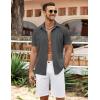 COOFANDY Men’s Cuban Guayabera Shirt Summer Beach Vacation Shirt Casual Short Sleeve Button Down Resort Wear(Granite Gray)