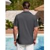COOFANDY Men’s Cuban Guayabera Shirt Summer Beach Vacation Shirt Casual Short Sleeve Button Down Resort Wear(Granite Gray)