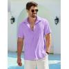 COOFANDY Men’s Cuban Guayabera Shirt Summer Beach Vacation Shirt Casual Short Sleeve Button Down Resort Wear(Purple Rose)